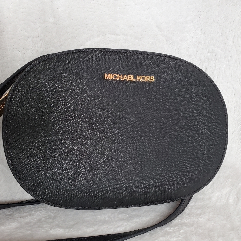 Michael Kors Set Travel Saffiano Leather Crossbody Bag Black - Picture 4 of 13